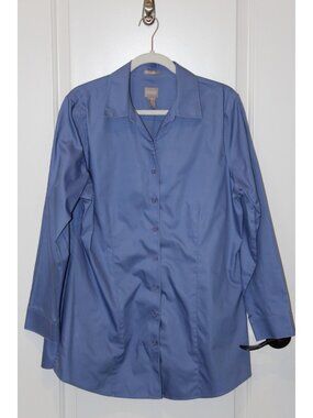 Chico’s Women’s Wrinkle-Resistant Button Front Blouse – Size 2 (US 14) – Blue